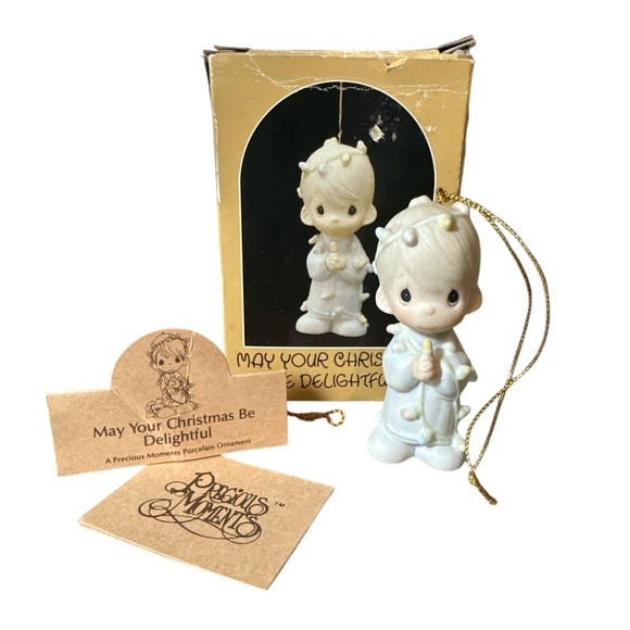 Precious‎ Moments "May Your Christmas be Delightful" Holiday Ornament VTG 1985 - Picture 1 of 5